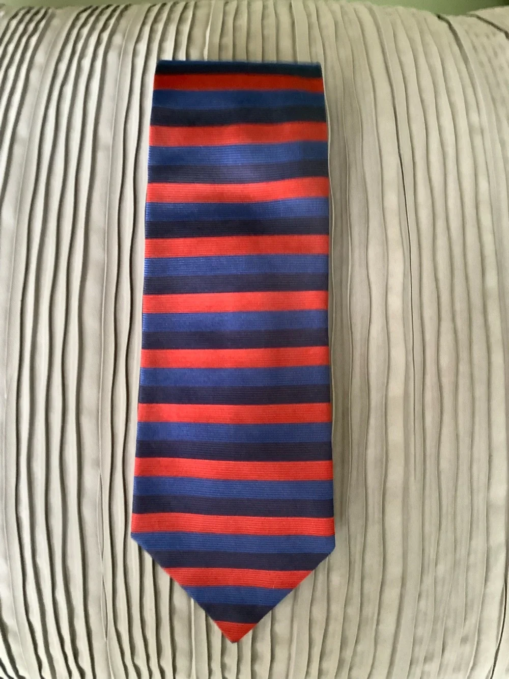 Burberry Red and Blue Striped Knit Tie